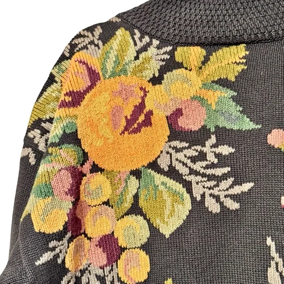 Vintage Lands End Floral Fruit Tree 100% Cotton Mock Neck Sweater Small - Picture 5 of 10